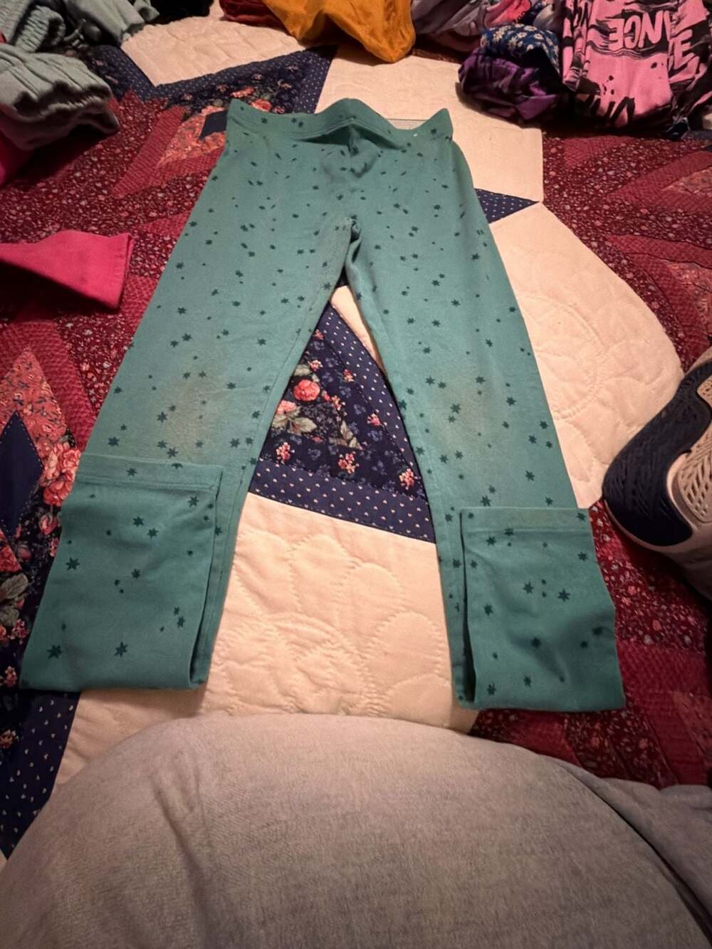 Wonder Nation Girls Teal Star Print Leggings, Size M (7-8)